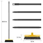 12" Push Broom with Long Handle for All Surfaces