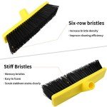 12" Push Broom with Long Handle for All Surfaces