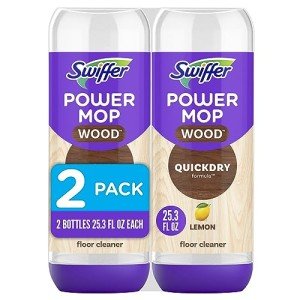 Swiffer PowerMop Quick-Dry Lemon Wood Cleaner, 2 Pack