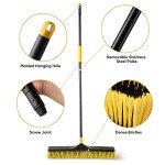 Yocada 24" Heavy-Duty Push Broom with Long Handle