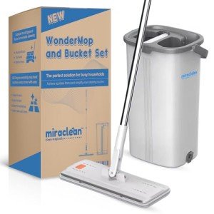 WonderMop Bucket Set with Microfiber Flat Mop