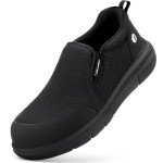 FitVille Men's Extra Wide Steel Toe Slip-On Shoes