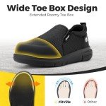 FitVille Men's Extra Wide Steel Toe Slip-On Shoes
