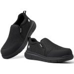 FitVille Men's Extra Wide Steel Toe Slip-On Shoes