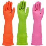 IUCGE Multicolor Reusable Rubber Dishwashing Gloves - 3 Pairs