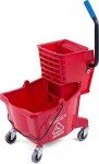 Red Mop Bucket with Side-Press Wringer, 26 Quarts
