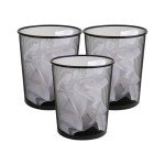 Set of 3 Black Mesh Trash Cans