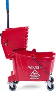 Red Mop Bucket with Side-Press Wringer, 26 Quarts