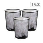 Set of 3 Black Mesh Trash Cans