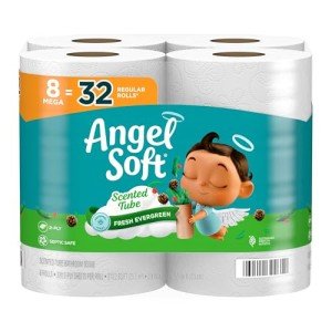 Angel Soft Evergreen Scent Toilet Paper, 8 Mega Rolls