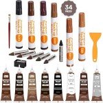 Katzco Furniture Repair Kit: 34 Wood Markers & Wax Sticks