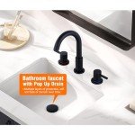 Matte Black Widespread Bathroom Faucet with Drain
