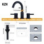 Matte Black Widespread Bathroom Faucet with Drain