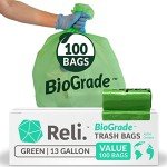 Biodegradable 13 Gallon Trash Bags - 100 Count