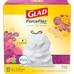 Glad ForceFlex 13 Gallon Kitchen Trash Bags - 110 Count