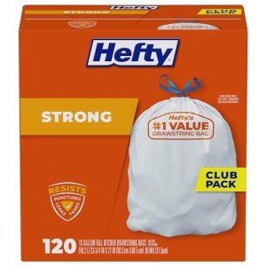 Hefty Strong 13 Gallon Drawstring Kitchen Trash Bags