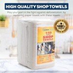 Simpli-Magic White Cotton Shop Towels, 150 Count