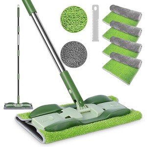 MASTERTOP Microfiber Flat Mop with 4 Washable Pads