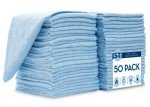 50 Pack Reusable Microfiber Cleaning Cloths - Light Blue