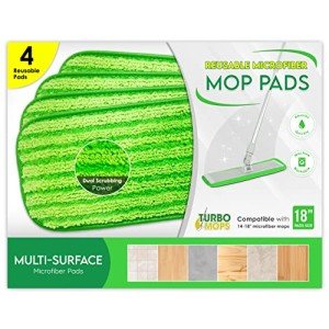 Microfiber Mop Pads 4 Pack - Reusable 18" Refills