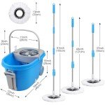 Blue Spin Mop and Bucket Set with Microfiber Pads