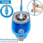 Blue Spin Mop and Bucket Set with Microfiber Pads