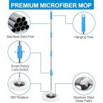 Blue Spin Mop and Bucket Set with Microfiber Pads