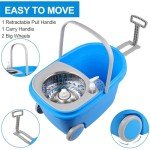 Blue Spin Mop and Bucket Set with Microfiber Pads