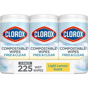 Clorox Compostable Cleaning Wipes, Lemon Scent, 3 Pack