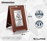 Wooden Wet Floor Sign - Double-Sided Bilingual Alert