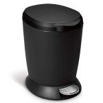 simplehuman 6L Compact Round Bathroom Trash Can, Black