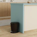 simplehuman 6L Compact Round Bathroom Trash Can, Black