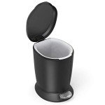 simplehuman 6L Compact Round Bathroom Trash Can, Black