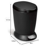 simplehuman 6L Compact Round Bathroom Trash Can, Black