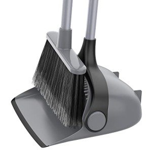MR.SIGA Adjustable Broom and Dustpan Set - Gray