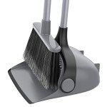 MR.SIGA Adjustable Broom and Dustpan Set - Gray