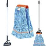 Blue Loop-End Wet Mop with Adjustable Handle