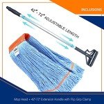 Blue Loop-End Wet Mop with Adjustable Handle