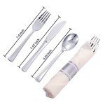 50 Pack Disposable Silver Plastic Cutlery Set