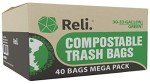 Eco-Friendly 33 Gallon Compostable Trash Bags - 40 Count
