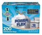 Member's Mark Power Flex Tall Kitchen Bags - 200 Count