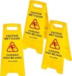 3 Pack Wet Floor Signs - Bilingual Safety Warnings