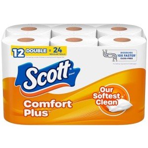Scott ComfortPlus Bath Tissue, 12 Double Rolls