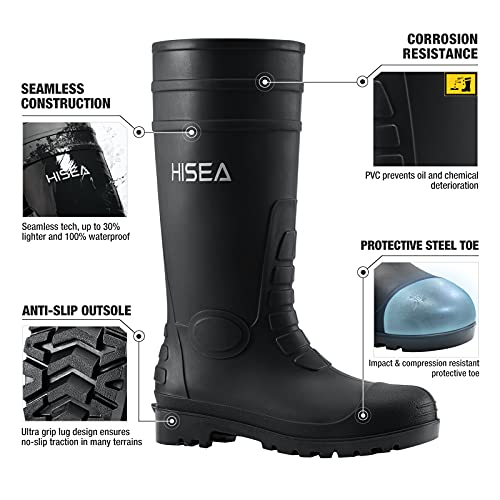 HISEA Men's Steel Toe Waterproof Work Boots