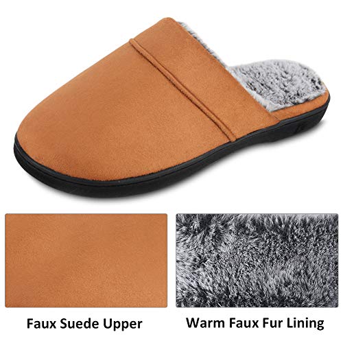 Men's Plush Memory Foam House Slippers, Brown
