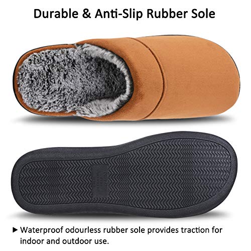 Men's Plush Memory Foam House Slippers, Brown