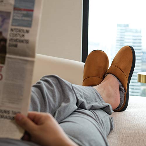 Men's Plush Memory Foam House Slippers, Brown