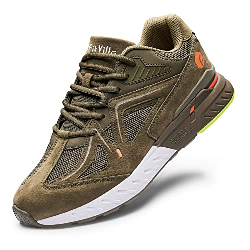 FitVille Extra Wide Men’s Walking Shoes, Army Green