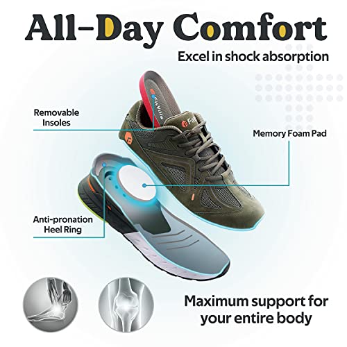 FitVille Extra Wide Men’s Walking Shoes, Army Green