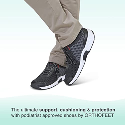 Orthofeet Men's Black Knit Edgewater Sneakers, Size 11.5